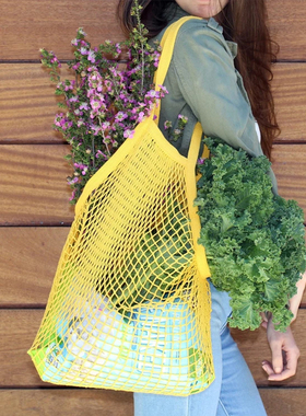 美国kikkerland棉网绳收纳袋镂空超大容量网格时尚收纳袋编织环保