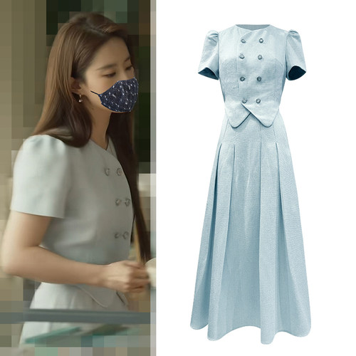 玫瑰故事小香风半身裙短袖西装