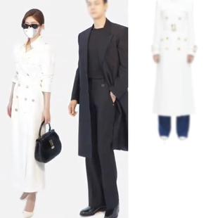 白色风衣长款 收腰风衣 大衣女外套气质高级感职业外衣许我耀眼同款