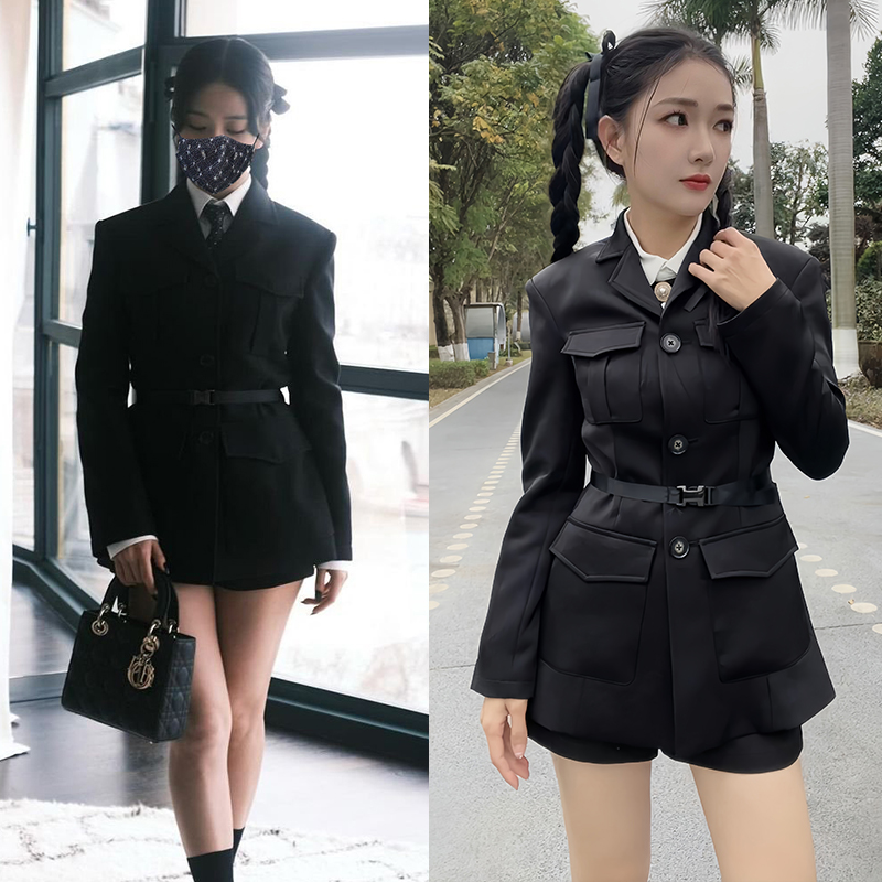 黑色西装外套女简约学院风