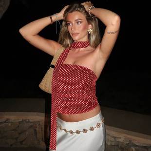 slim top修身 fit strapless 印花拼接抹胸上衣 patchwork Printed