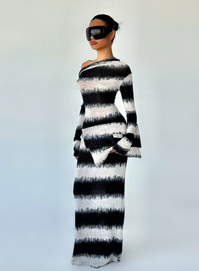 Pile up long sleeved dress for women不对称斜肩堆领长袖连衣裙