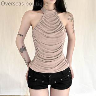 neck hanging button vest 露背挂脖纽扣上衣 Spicy top无袖 girl