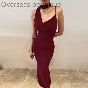 Neck collar backless slim fit dress围脖领露背性感修身连衣裙