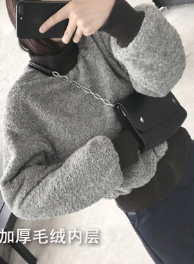 卫衣独家毛绒圈圈仿皮草撞色