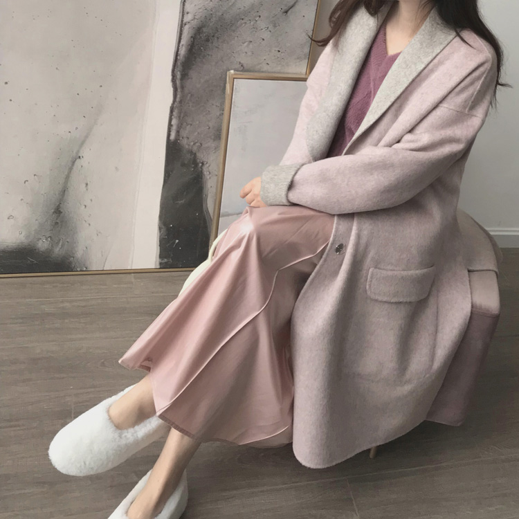 独家面穿苏利羊毛双色手工长大衣