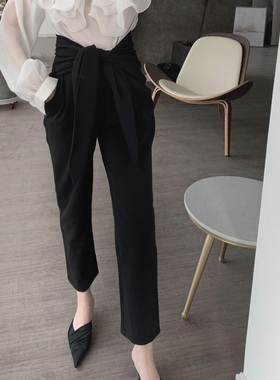 【LAMBO独家】N way 穿法！随意腰带 收腰 亚麻 显瘦9分西裤