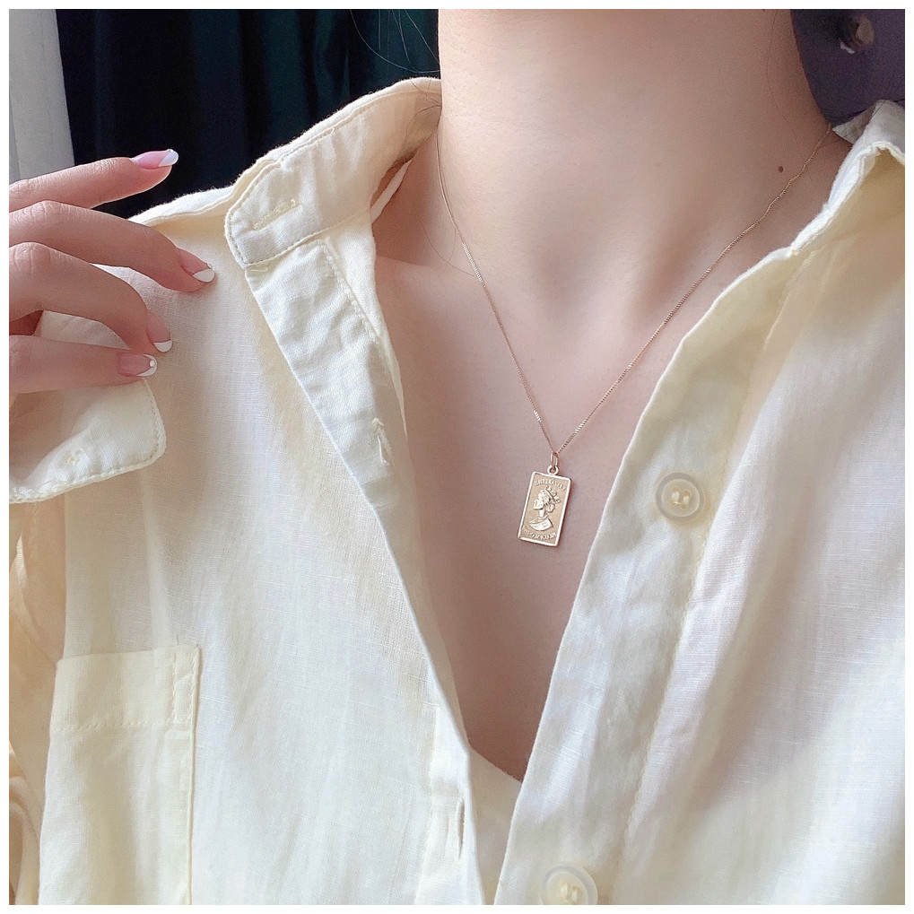 ran 18k金 ins风复古潮物伊丽莎白女王金币ot扣项链毛衣链