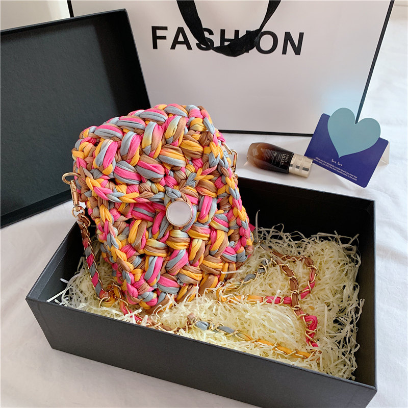 泫雅同款手工编织包包diy材料包布条线毛线钩针包手机斜挎包女夏