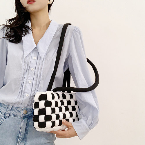 棋盘格包包编织DIY手工包