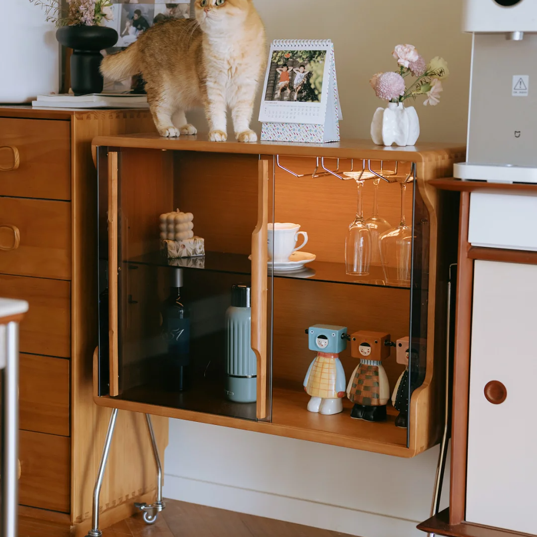 实木餐边柜移动玻璃酒柜家用小户型置物收纳柜靠墙一体储物茶水柜,住宅家具,餐边柜,淘宝优惠券,粉丝福利购,淘宝优惠卷