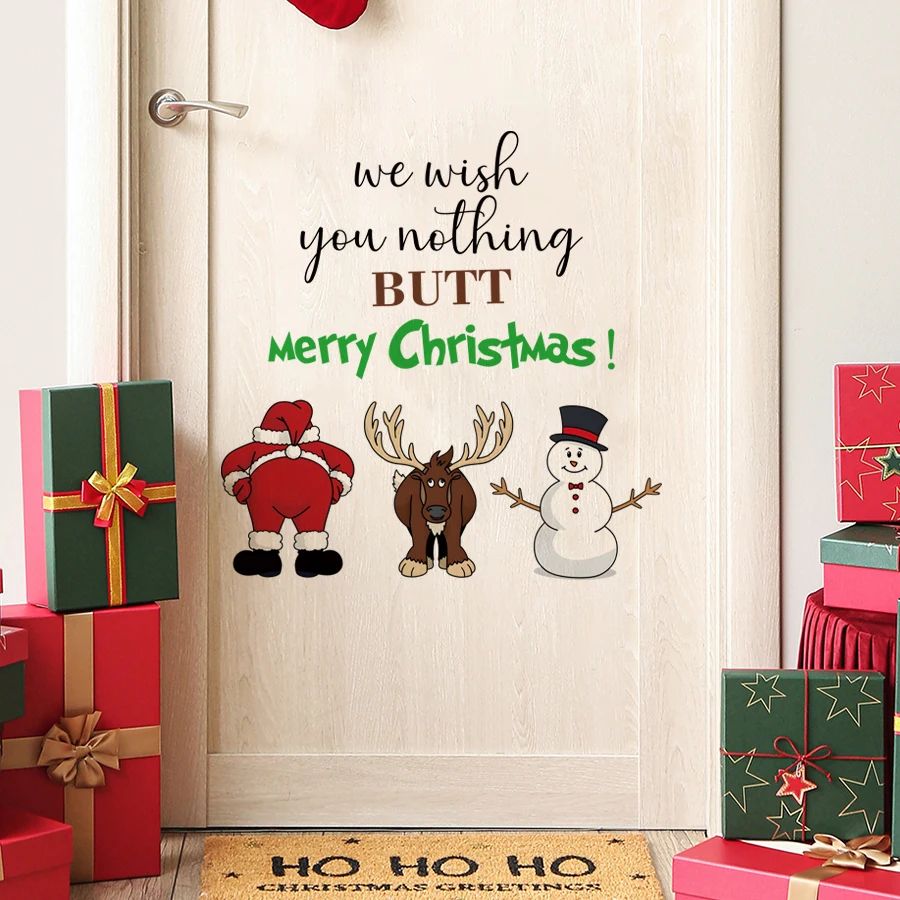 Santa Claus Snowman Wall Stickers  Removable PVC Home Decora
