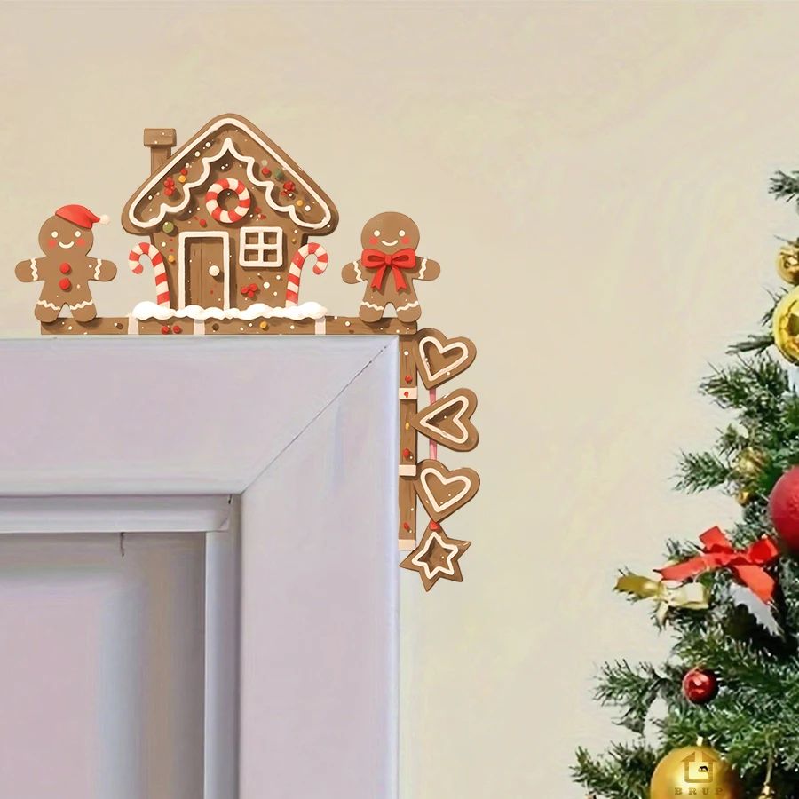 Gingerbread House & Man Christmas Wall Sticker Removable Vin