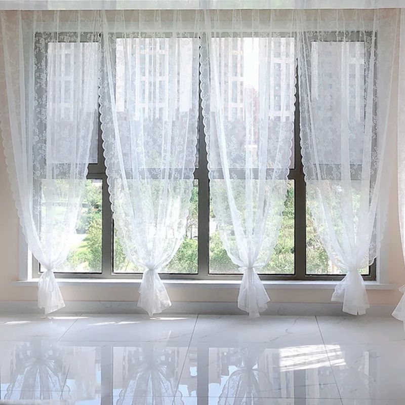 White Lace Curtain Living Room Decorative Curtain Door Windo
