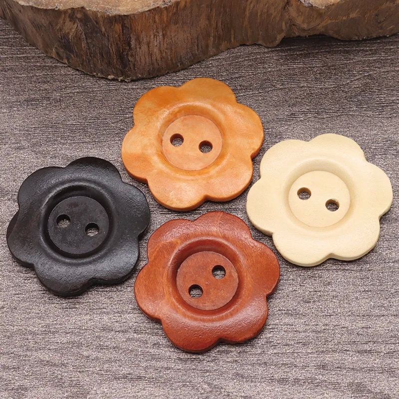 50Pcs DIY Wood Buttons Sewing Accessories Handmade Wood Craf