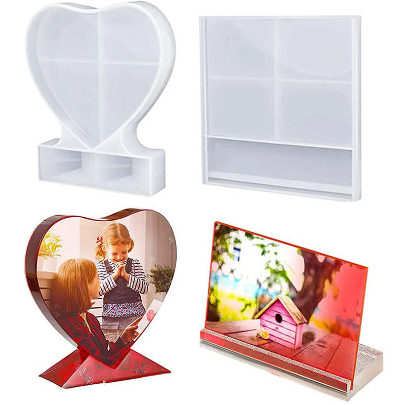 Love Heart Square Photo Frame Epoxy Mold for DIY Craft Resin
