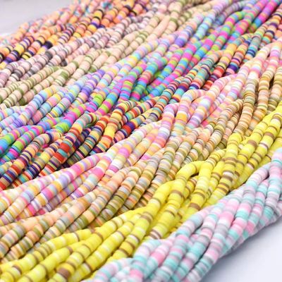 New Summer Color 15inch 6mm Flat Round Polymer Clay Beads Ch