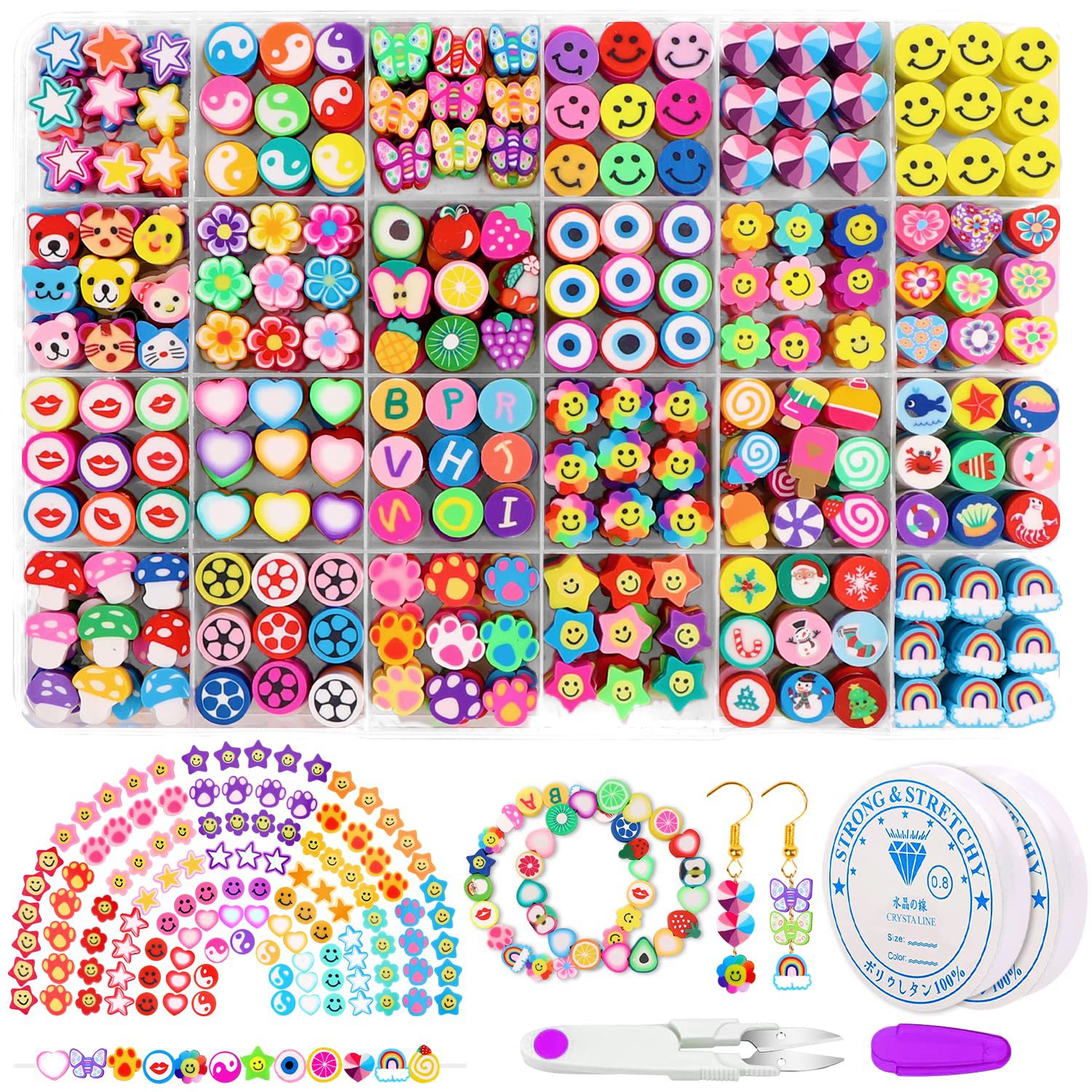 10MM Cute Clay Polymer Beads Set Box For Bracelet Jewelry Ma