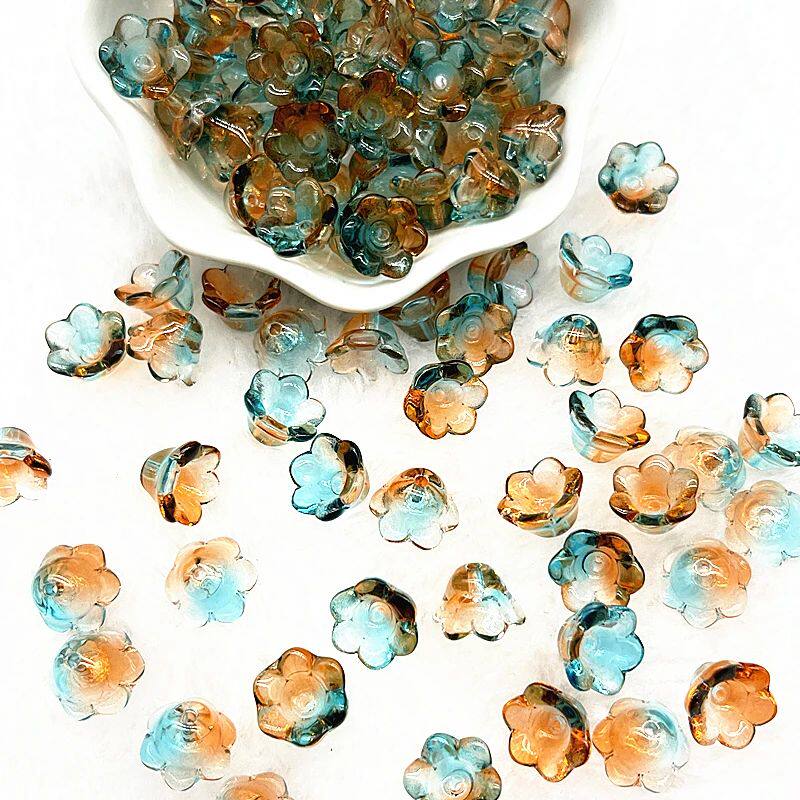 새로운 20개|몫 7X12MM 다채로운 도라지 LAMPWORK 비즈 모자