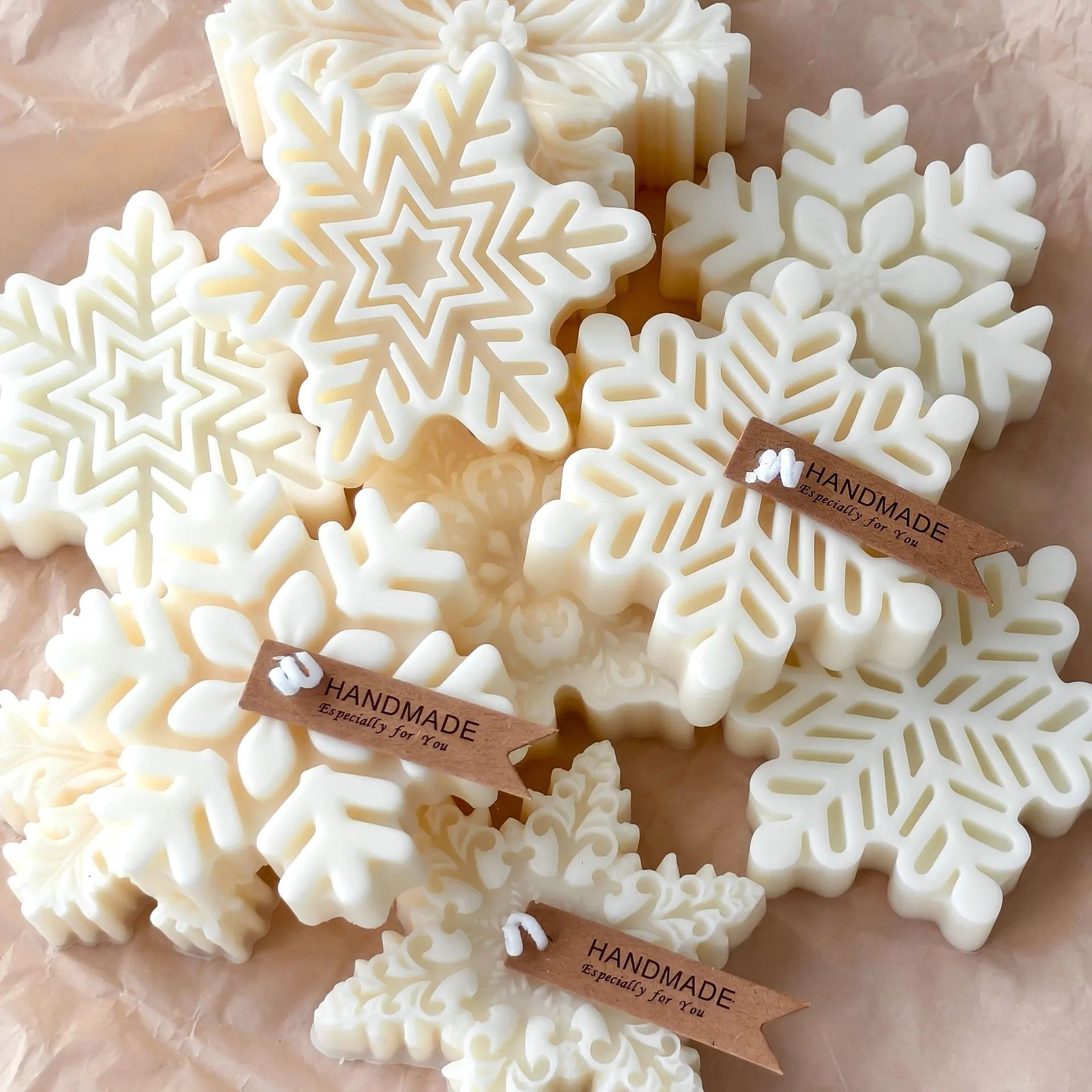 Snowflake Candle Silicone Mold DIY Christmas Soap Wax Melt M