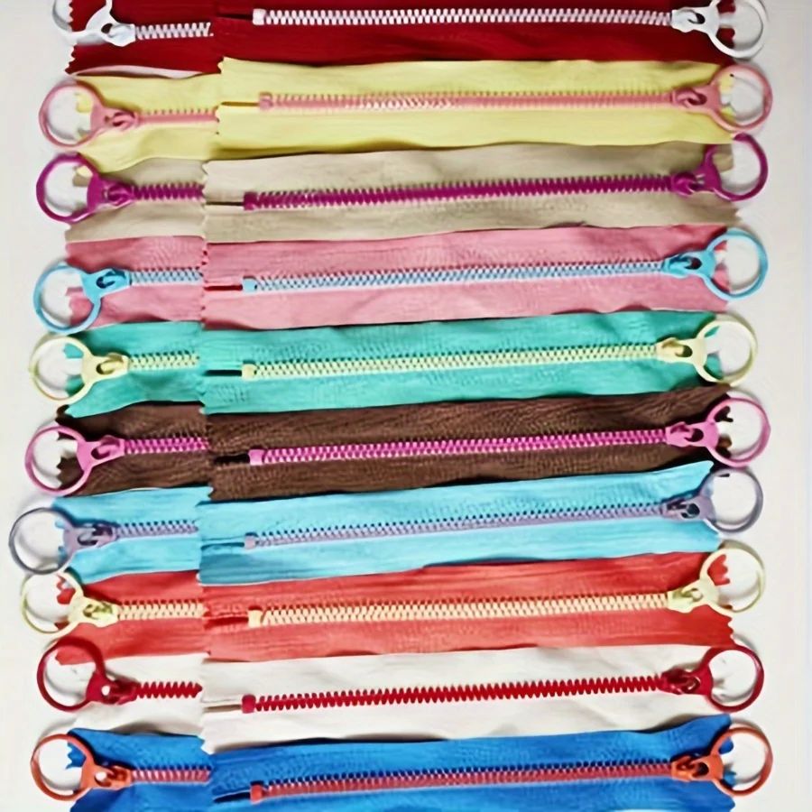 10pcs15cm-30cm mixed resin zipper, 3# closed with pull loop,