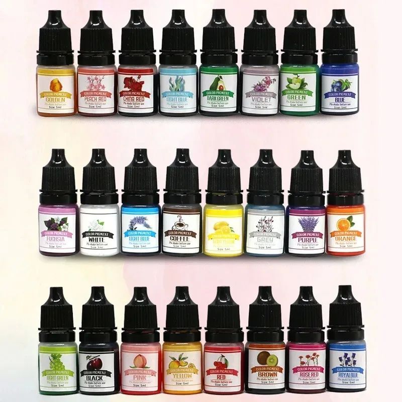24 Colors 5ml Epoxy Resin Pigment Transparent Non-Toxic UV E