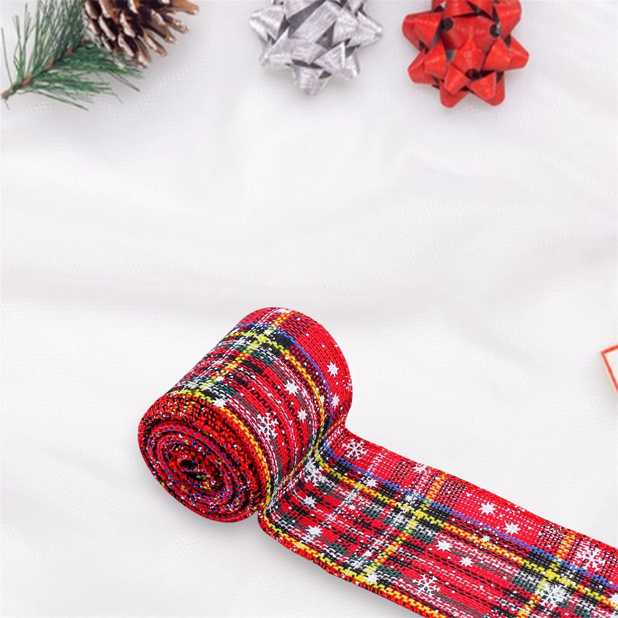 Festive Holiday Tartan Ribbon for Gift Wrapping and DIY Proj