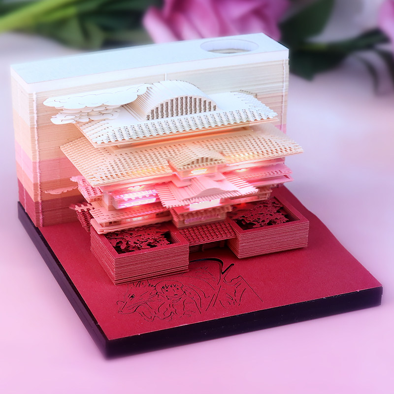 3d立体便签纸便利贴千与千寻日本创意纸雕建筑艺术品风节生日礼物