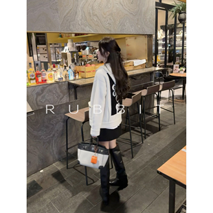 RUBBIT CHIC 重工提花羊绒羊毛针织 连帽休闲中长款大开衫外套