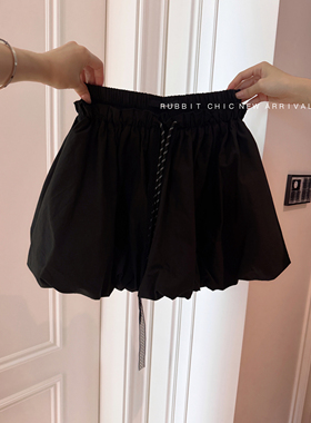 RUBBIT miu系 减龄学院风 松紧腰蓬蓬短裙 百搭防走光半裙裙裤