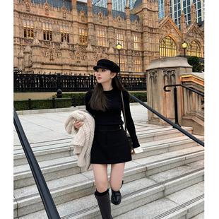 长裤 气质显腿长黑色极简风小金豆高腰显瘦A字裙裤 款 RUBBIT四季