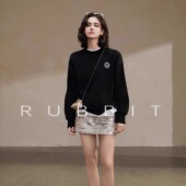 单穿 RUBBIT百搭不过时经典 圆领卫衣宽松纯棉简约风上衣 内搭皆可