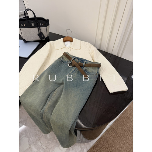 RUBBIT CHIC 复古时髦牛仔裤 直播室上身