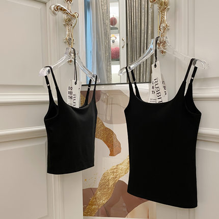 RUBBIT CHIC 美式小心机~自带胸垫省心小吊带长短款背心回馈价