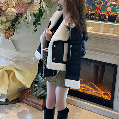 RUBBITCHIC皮草拼接羽绒服