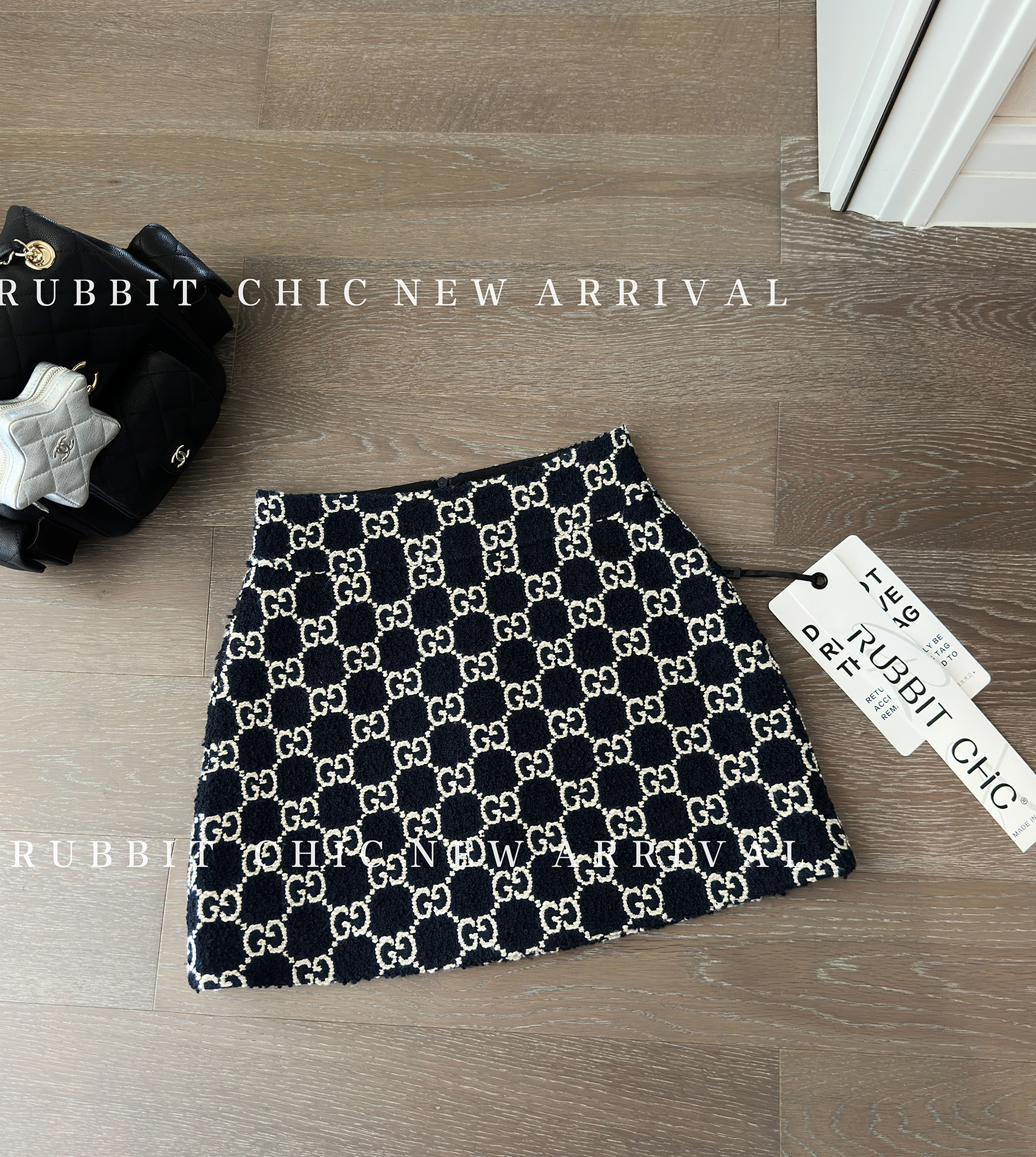 高腰显瘦logo提花裙裤