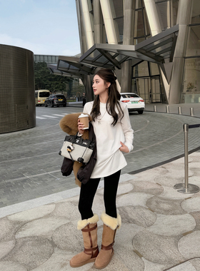 RUBBIT简约不简单 温暖磨毛新疆长绒棉休闲显瘦百搭 T裙/T恤/背心