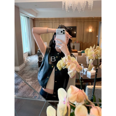 RUBBIT CHIC显贵不张扬 老钱风真皮马甲 舒适时髦无袖马夹外套女