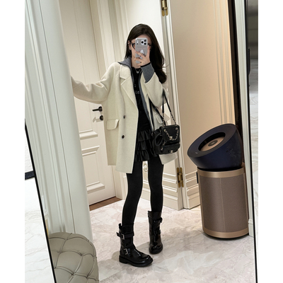 RUBBIT轻奢系 氛围担当~山羊绒澳洲羊毛双面呢中长款大衣外套女