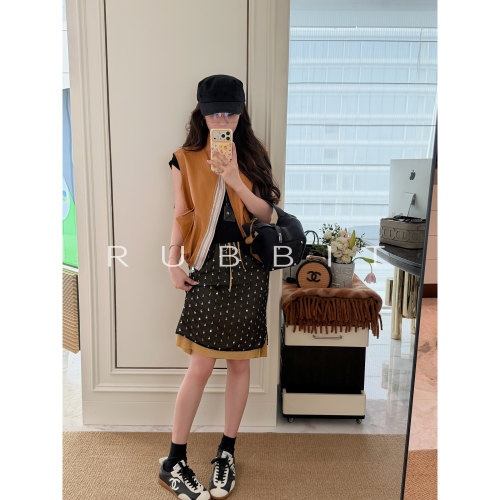 RUBBIT CHIC 显白枫叶橙 休闲衬衫里衬进口环保蛋白皮马甲