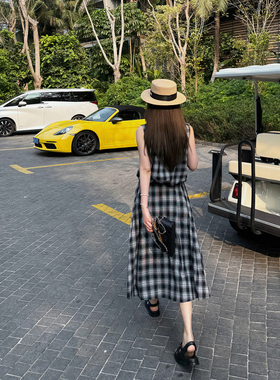 RUBBIT兔兔私服 前后2穿精致马甲+高腰设计感A摆中长裙套装连衣裙