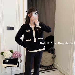 RUBBIT轻奢‘巴黎衫 轮廓A摆显瘦毛衣上衣女 ’气质小香羊毛针织衫