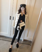 Bunny VIP shop 2018 mùa đông phụ nữ khí chất mới tinh tế nút áo sao 2 màu kẹp cotton mỏng - Accentuated eo áo áo khoác dạ nữ ngắn