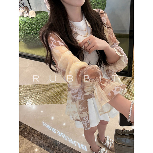 RUBBIT CHIC 100%亚麻花苞袖防晒衬衫限量分享 现货
