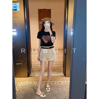 RUBBIT CHIC亚麻棉美式休闲' Faith与爱同行' 印花短袖T恤上衣女