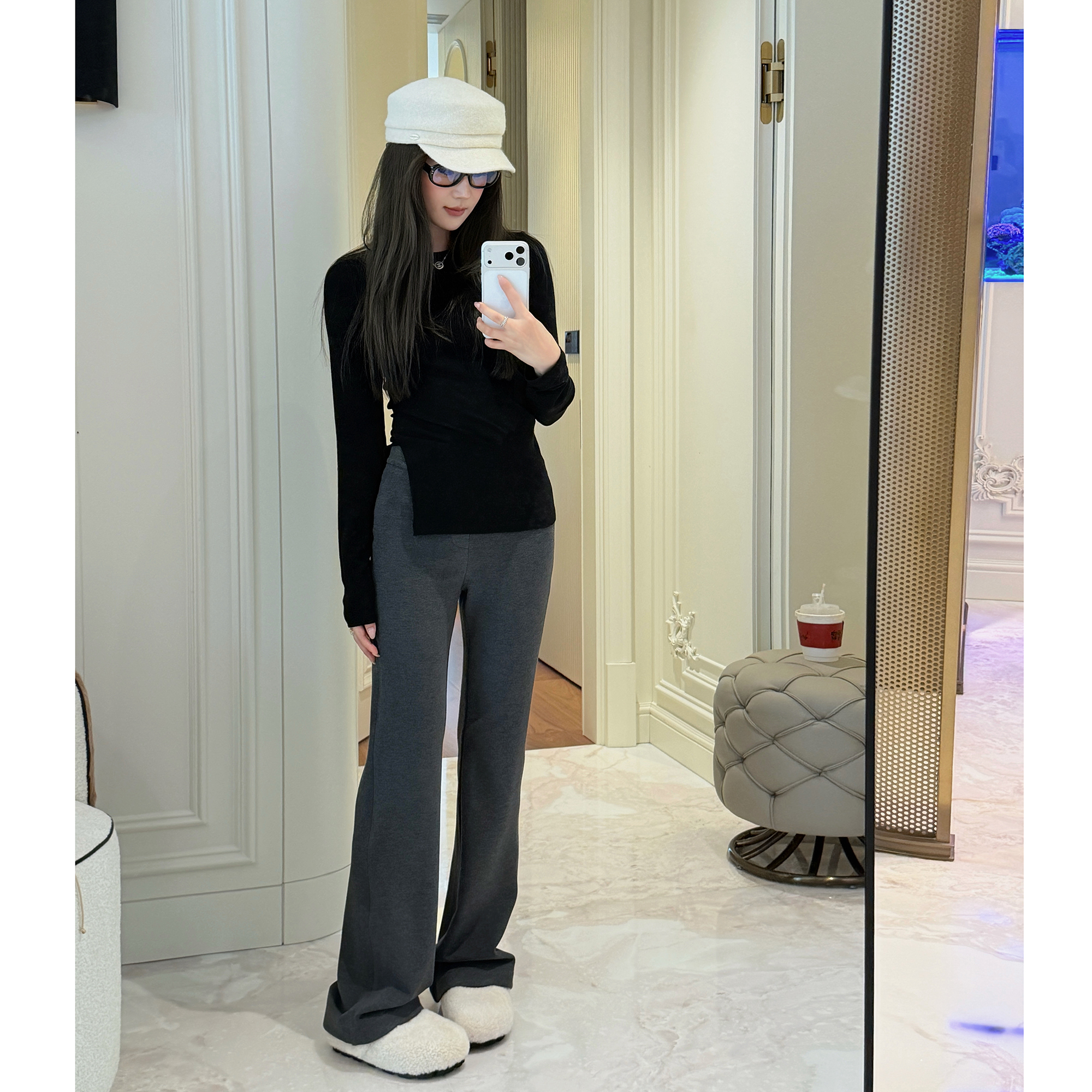 RUBBIT闭眼入！大长腿微喇磨毛提臀裤 显瘦百搭收腹运动休闲长裤