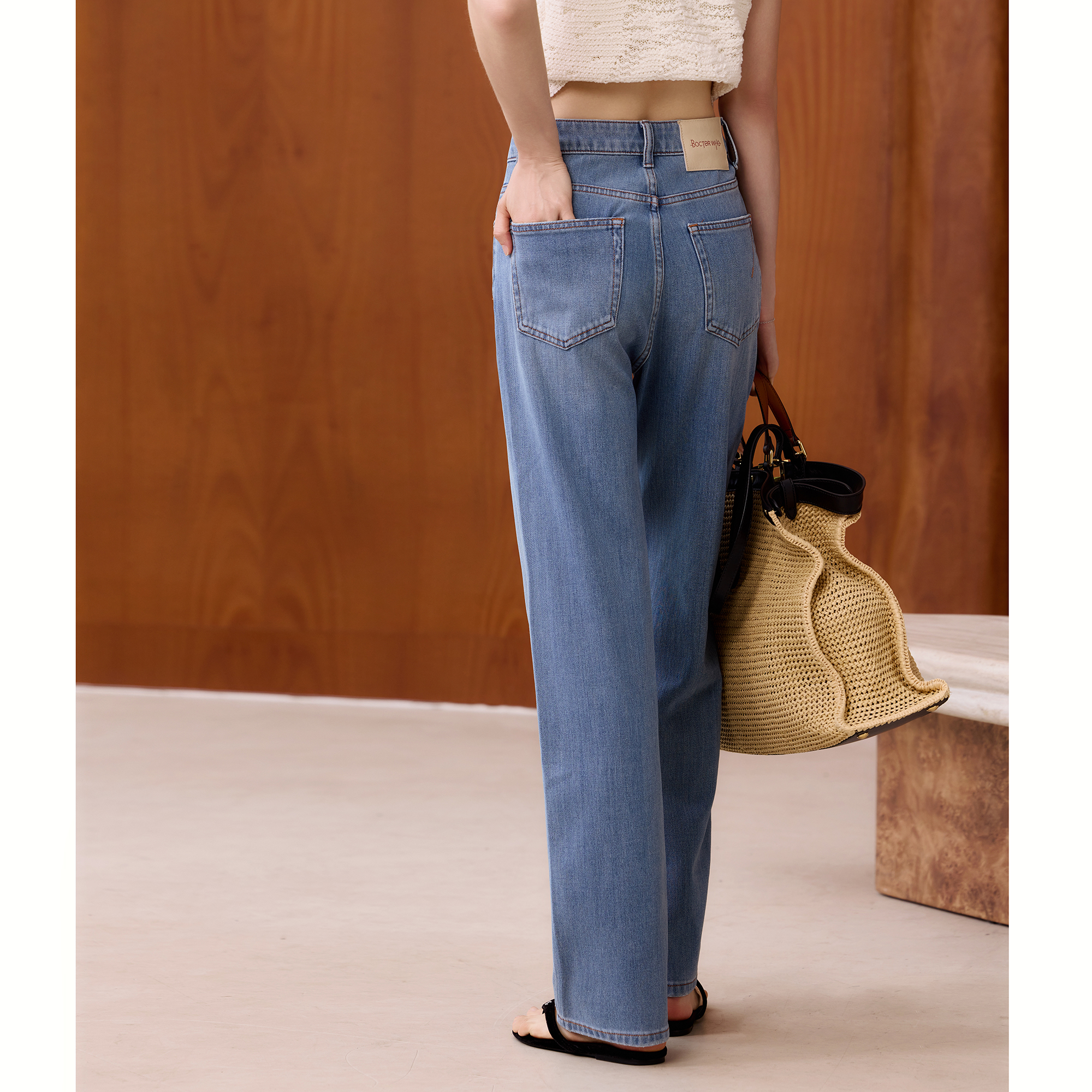 RUBBIT CHIC 好版型 超软细腰翘臀窄版直筒牛仔裤  面料巨舒服