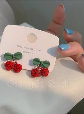 ChangGe Studio 夏季款樱桃耳钉女小众设计感高级韩国气质网红耳