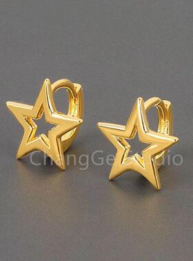 ChangGe Studio 简约百搭五角星耳扣女个性小众气质时尚日常耳钉