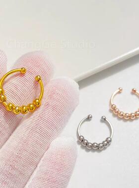 ChangGe Studio 简约戒指女时尚个性气质叠戴百搭可活动小圆珠开